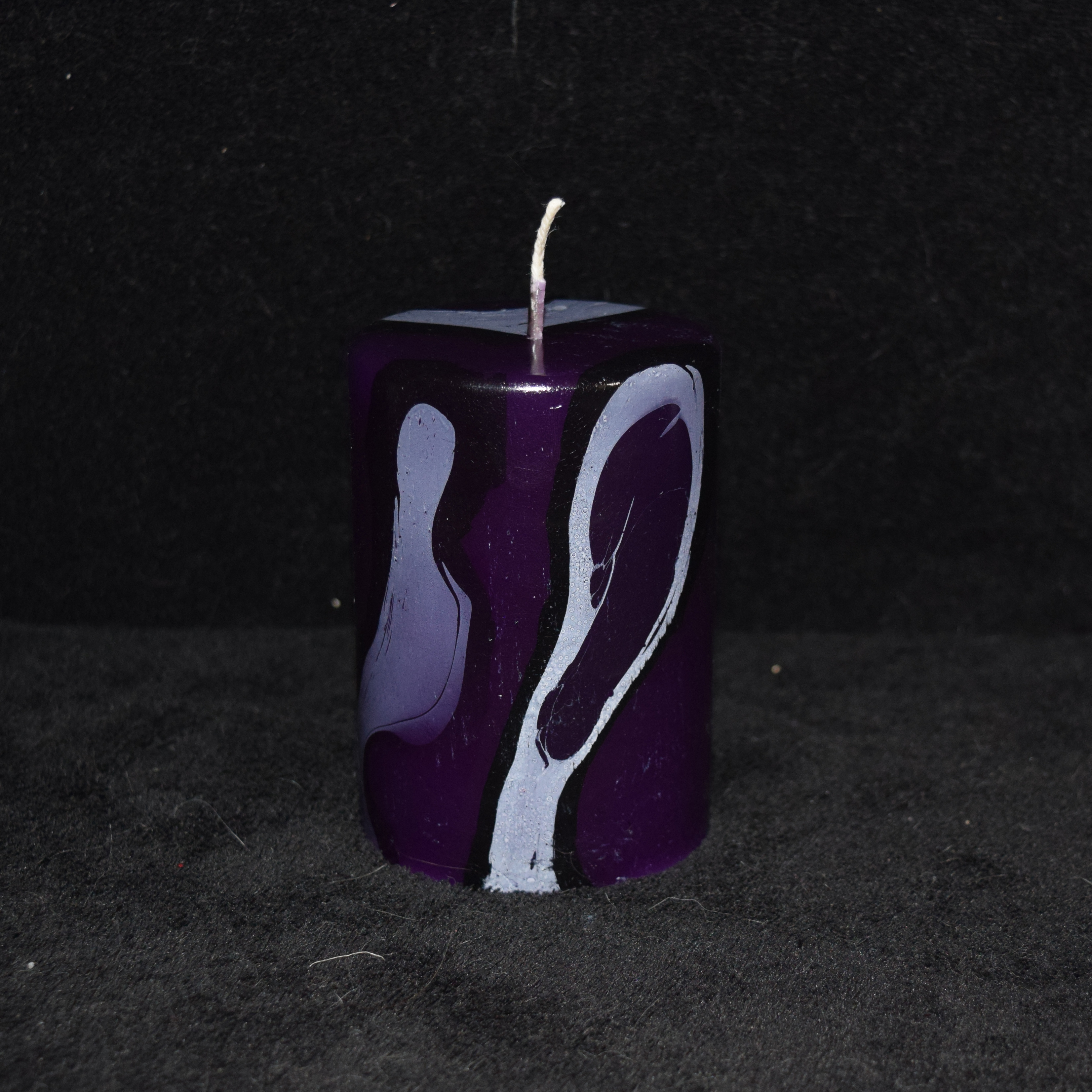 Flache Stumpen-Kerze marmoriert in 3 Größen