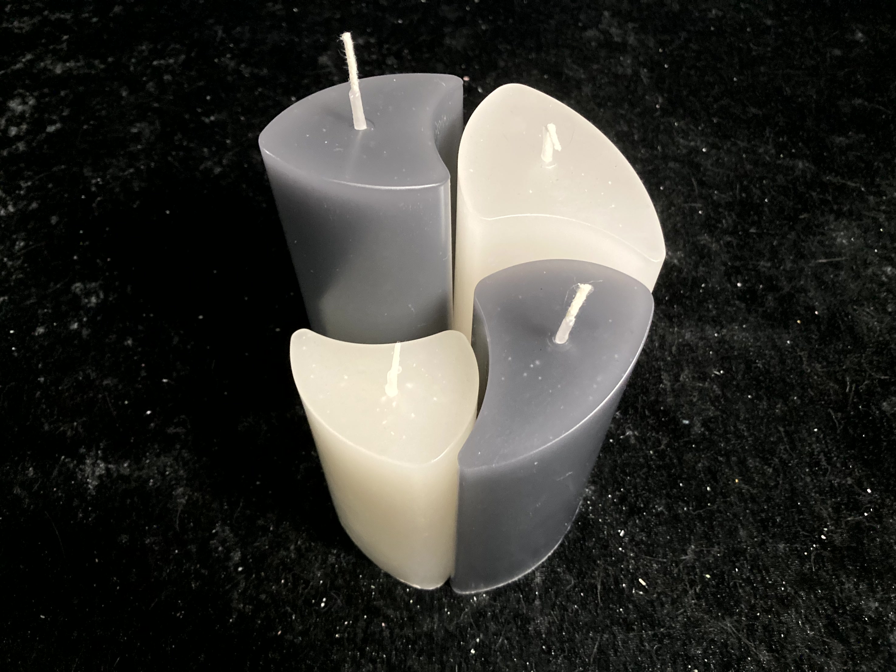 Kerzen-Arrangement rund 4er-Set zweifarbig