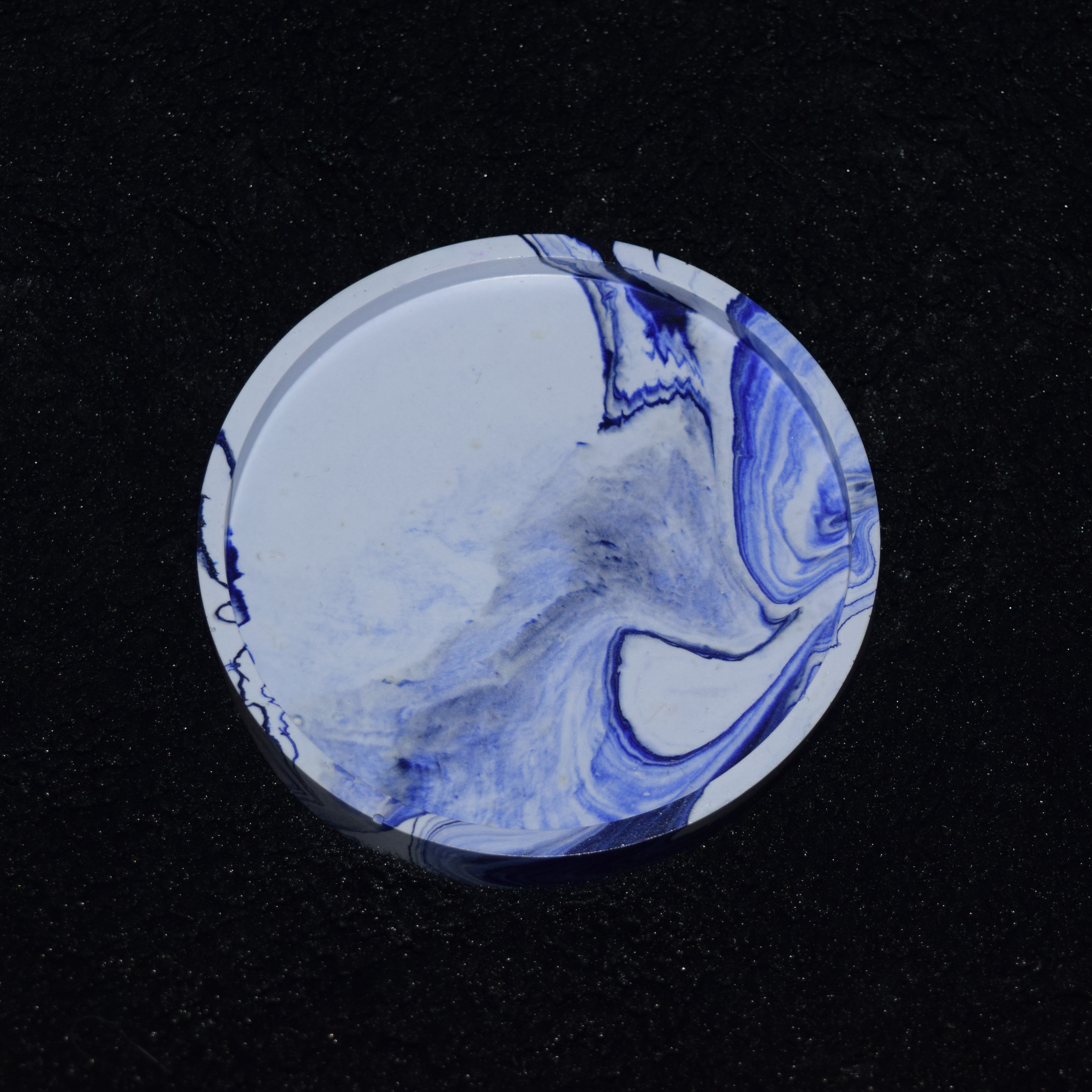 Kerzen-Untersetzer Kreis ⌀10cm marmoriert - Untersetzerfarbe: hellblau + dunkelblau
