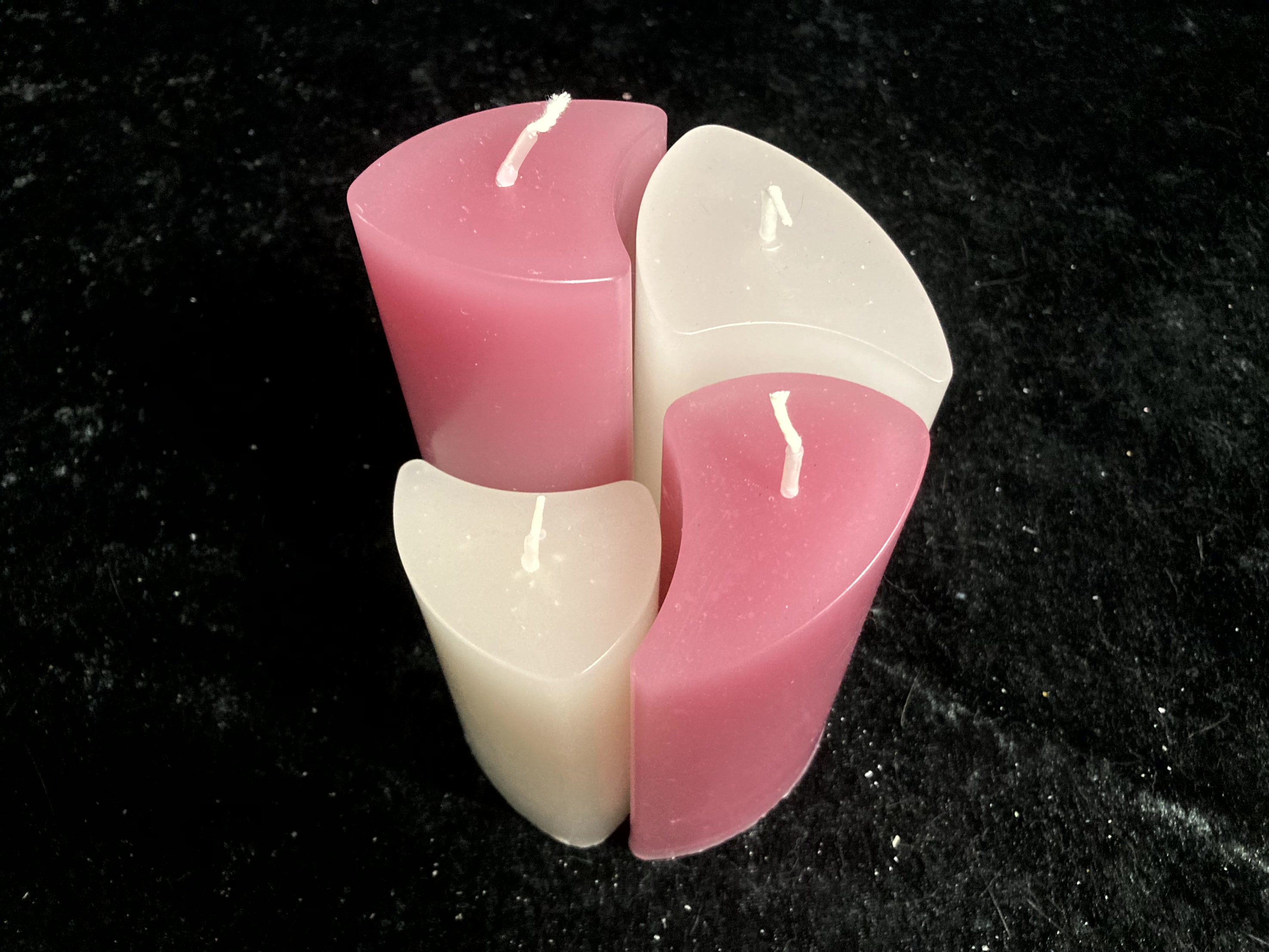 Kerzen-Arrangement rund 4er-Set zweifarbig