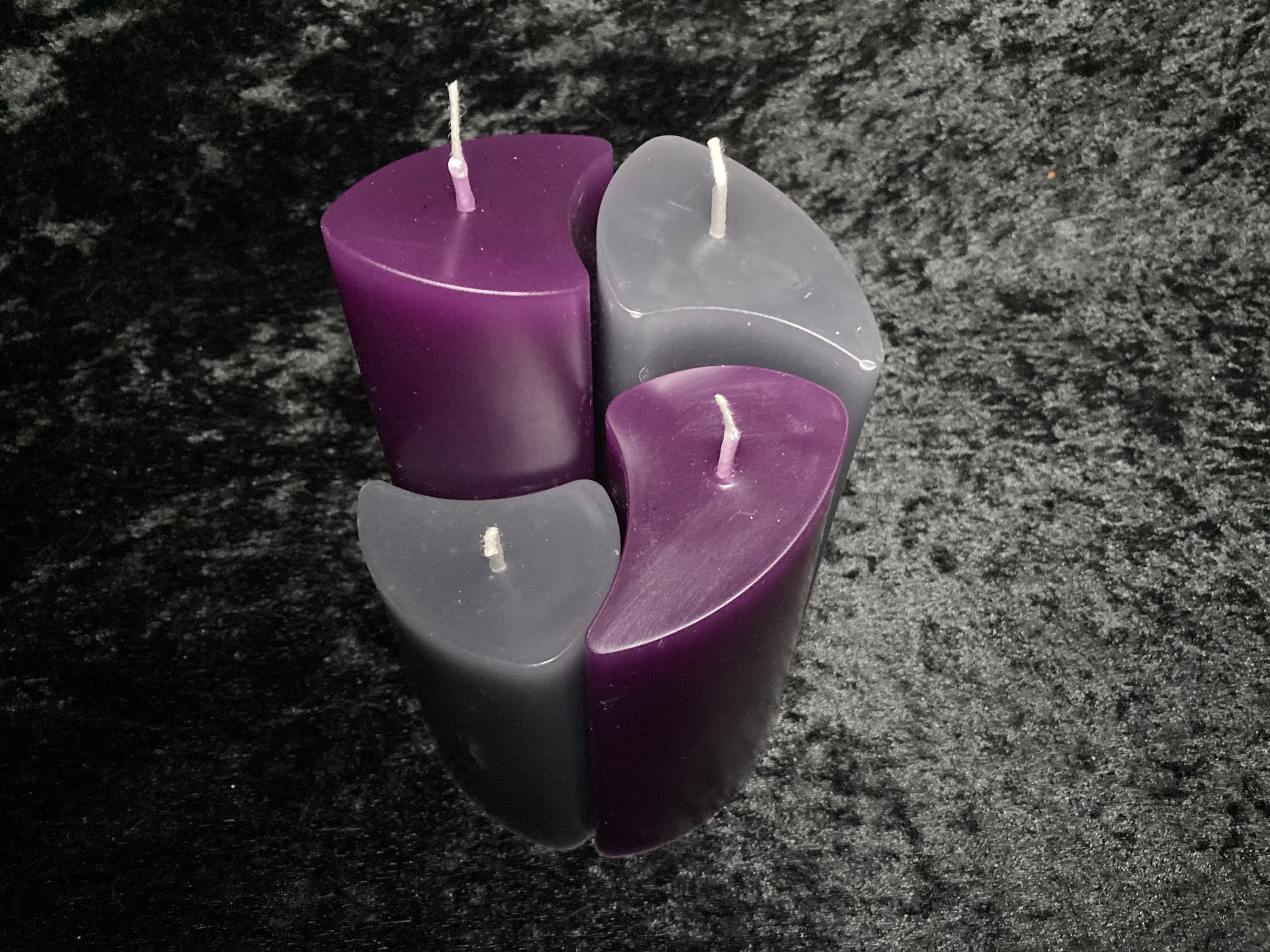 Kerzen-Arrangement rund 4er-Set zweifarbig