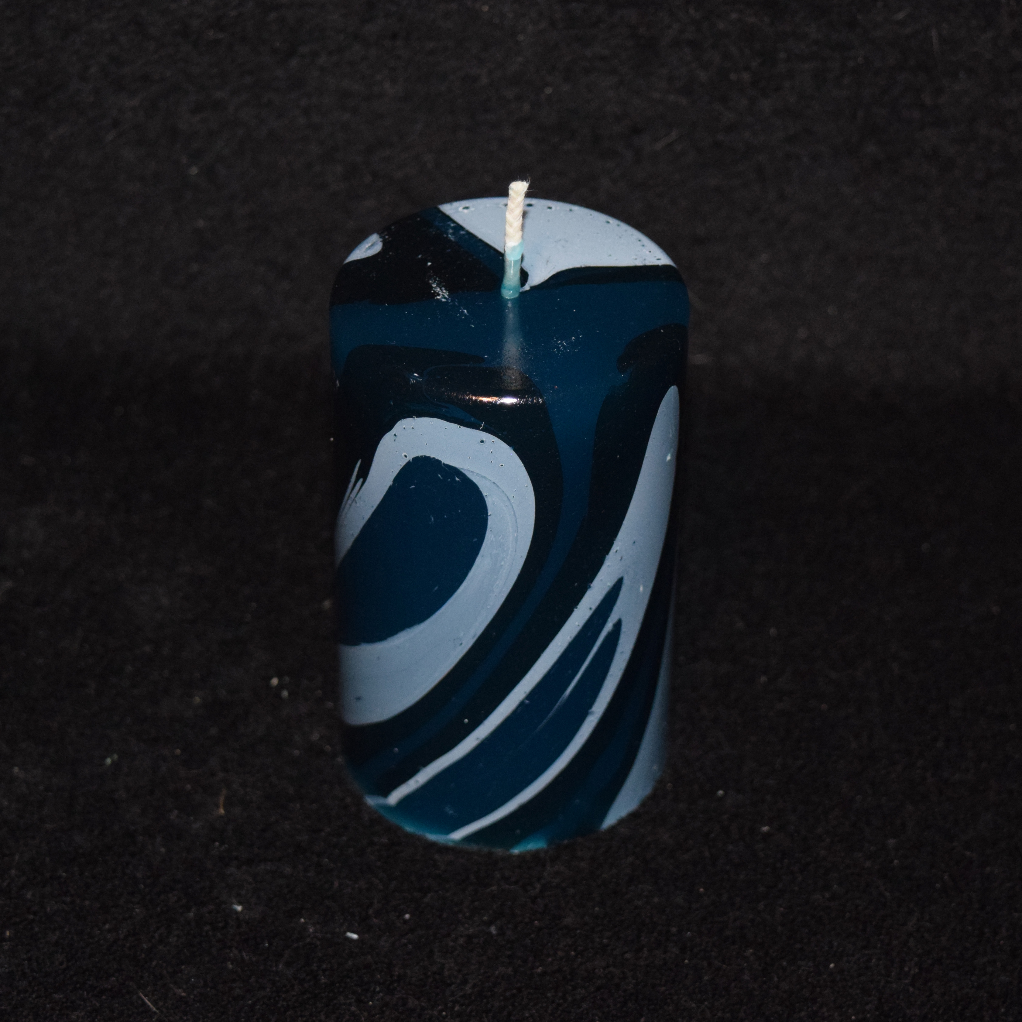 Flache Stumpen-Kerze marmoriert in 3 Größen