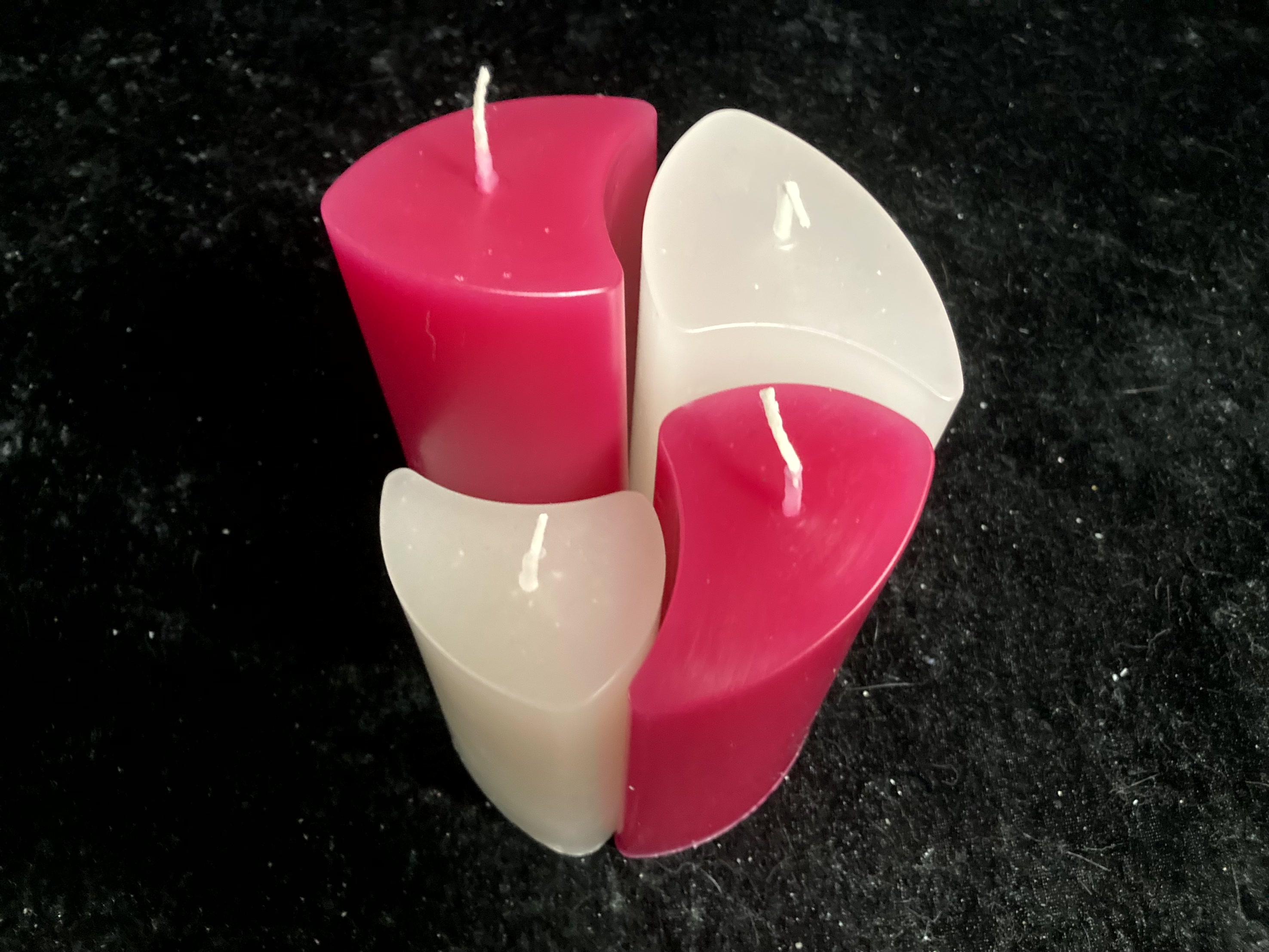 Kerzen-Arrangement rund 4er-Set zweifarbig