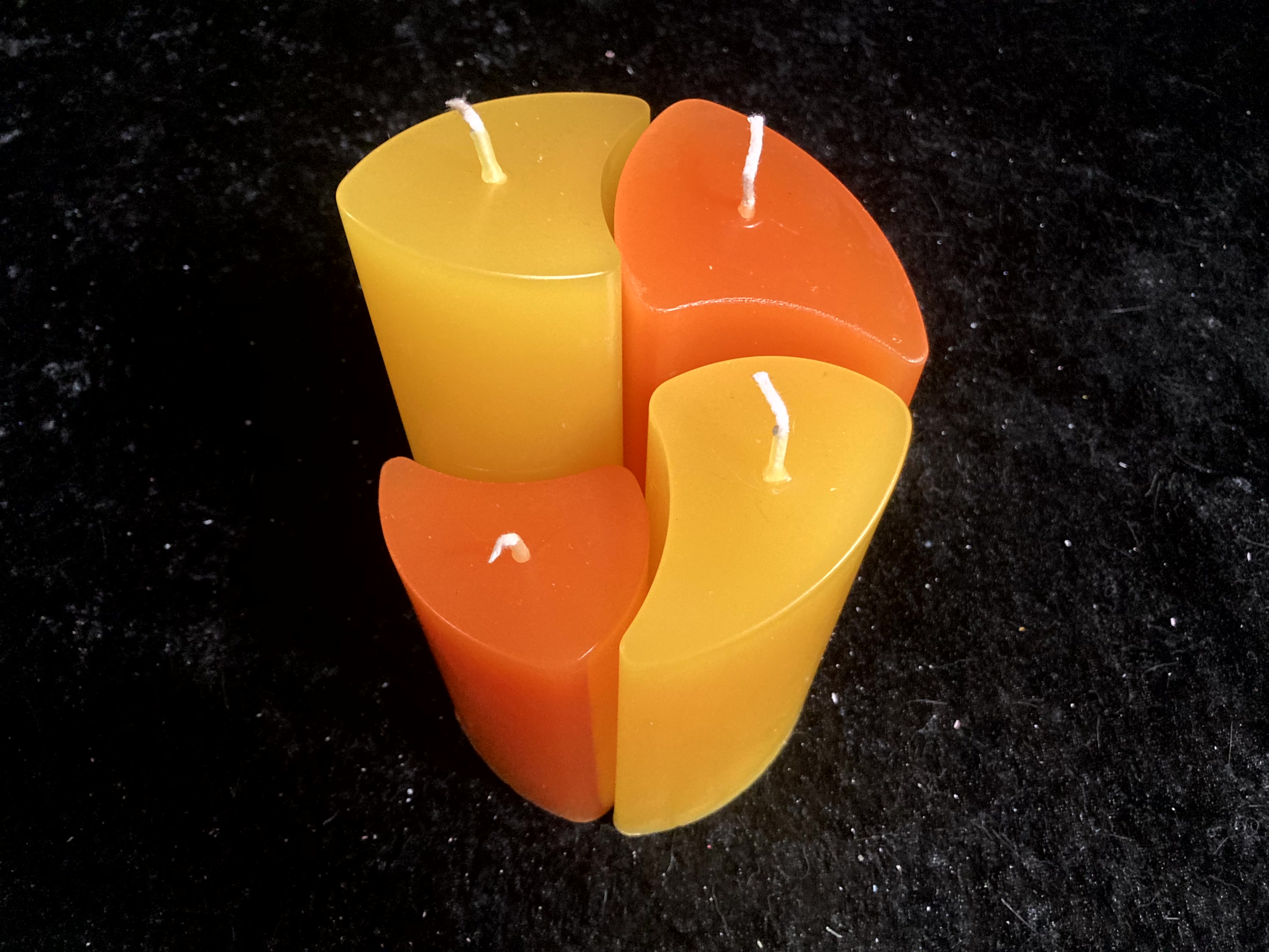 Kerzen-Arrangement rund 4er-Set zweifarbig