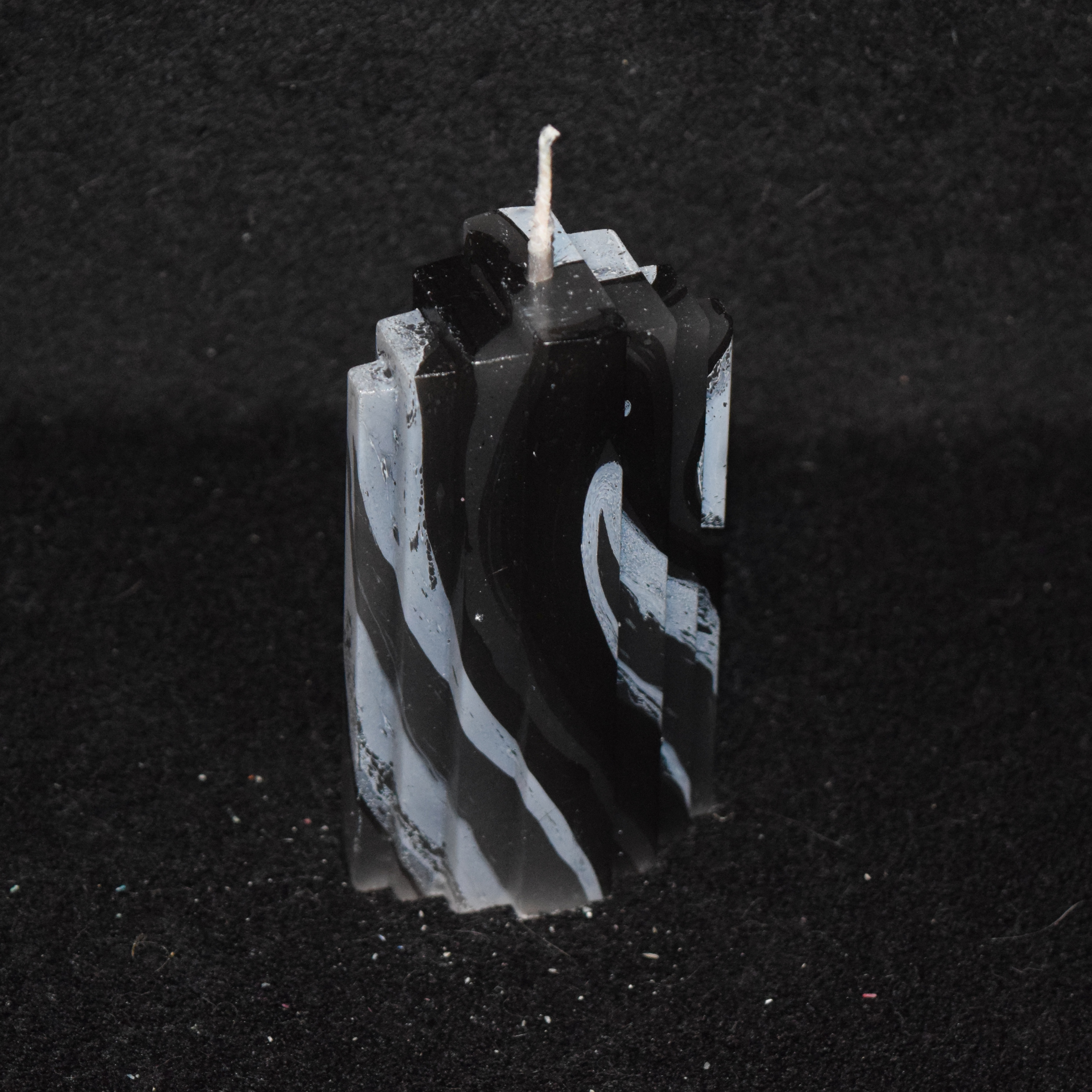 Skyline-Kerze klein marmoriert - Kerzenfarbe: grau + schwarz/weiß