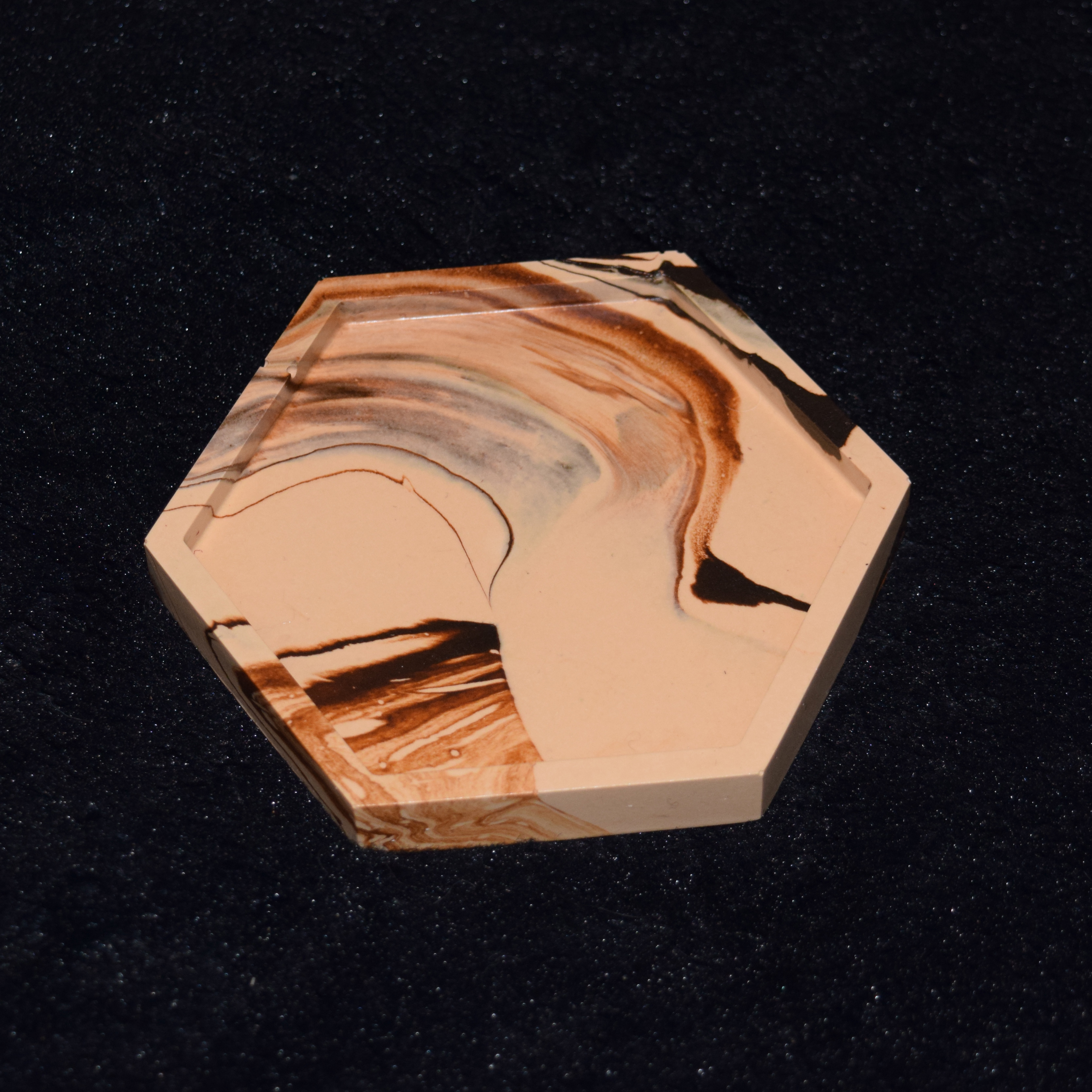 Kerzen-Untersetzer Hexagon marmoriert