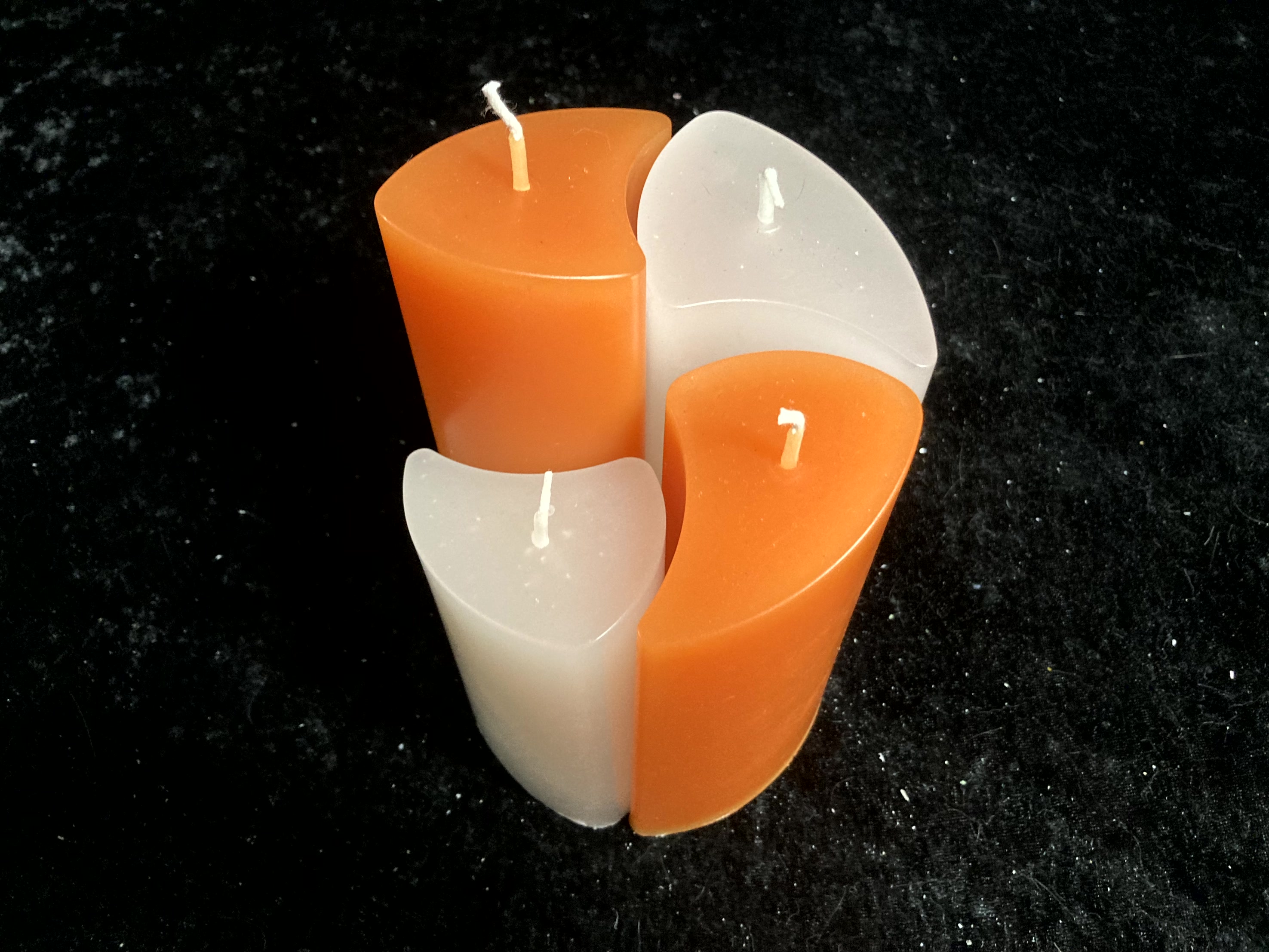 Kerzen-Arrangement rund 4er-Set zweifarbig