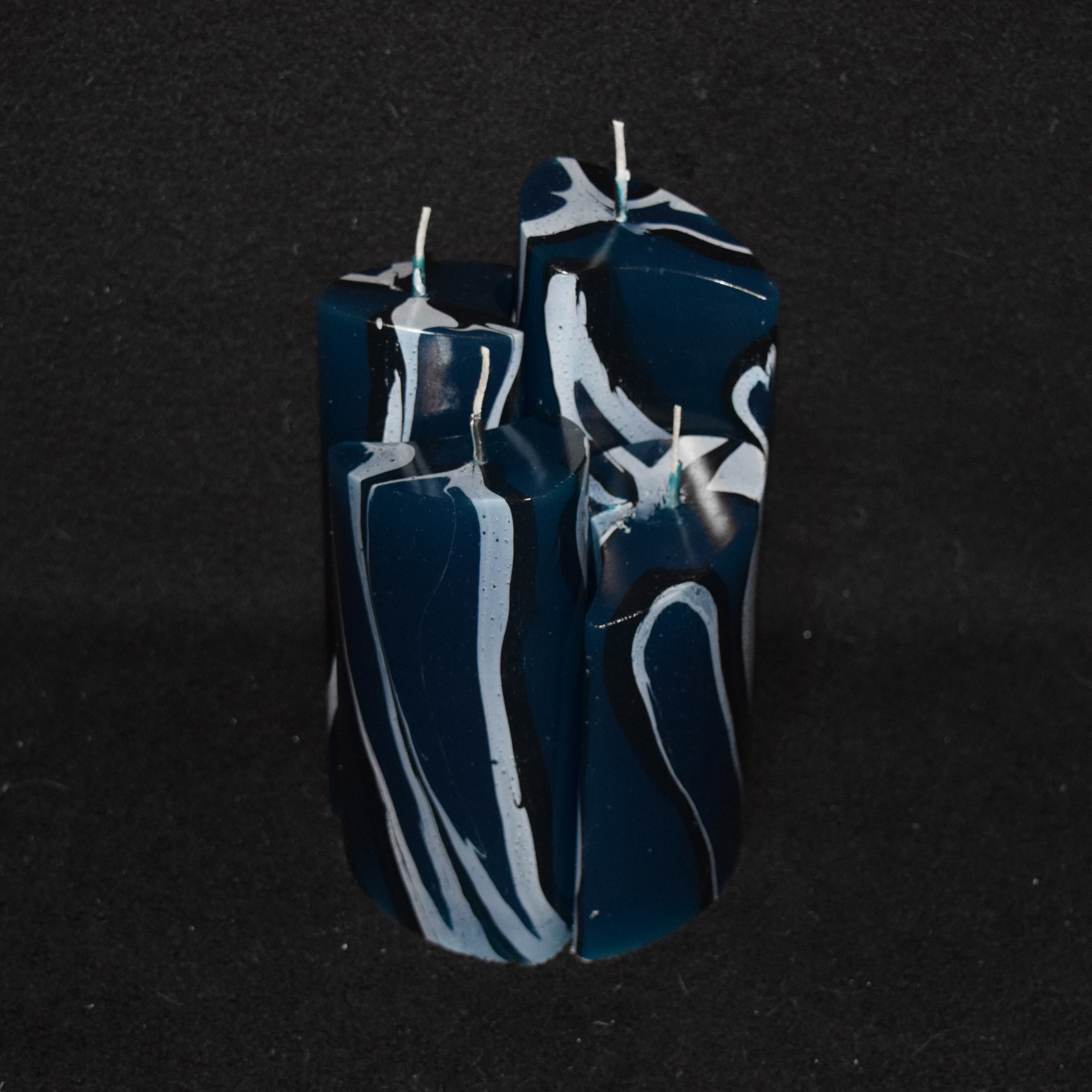 Kerzen-Arrangement rund 4er-Set marmoriert