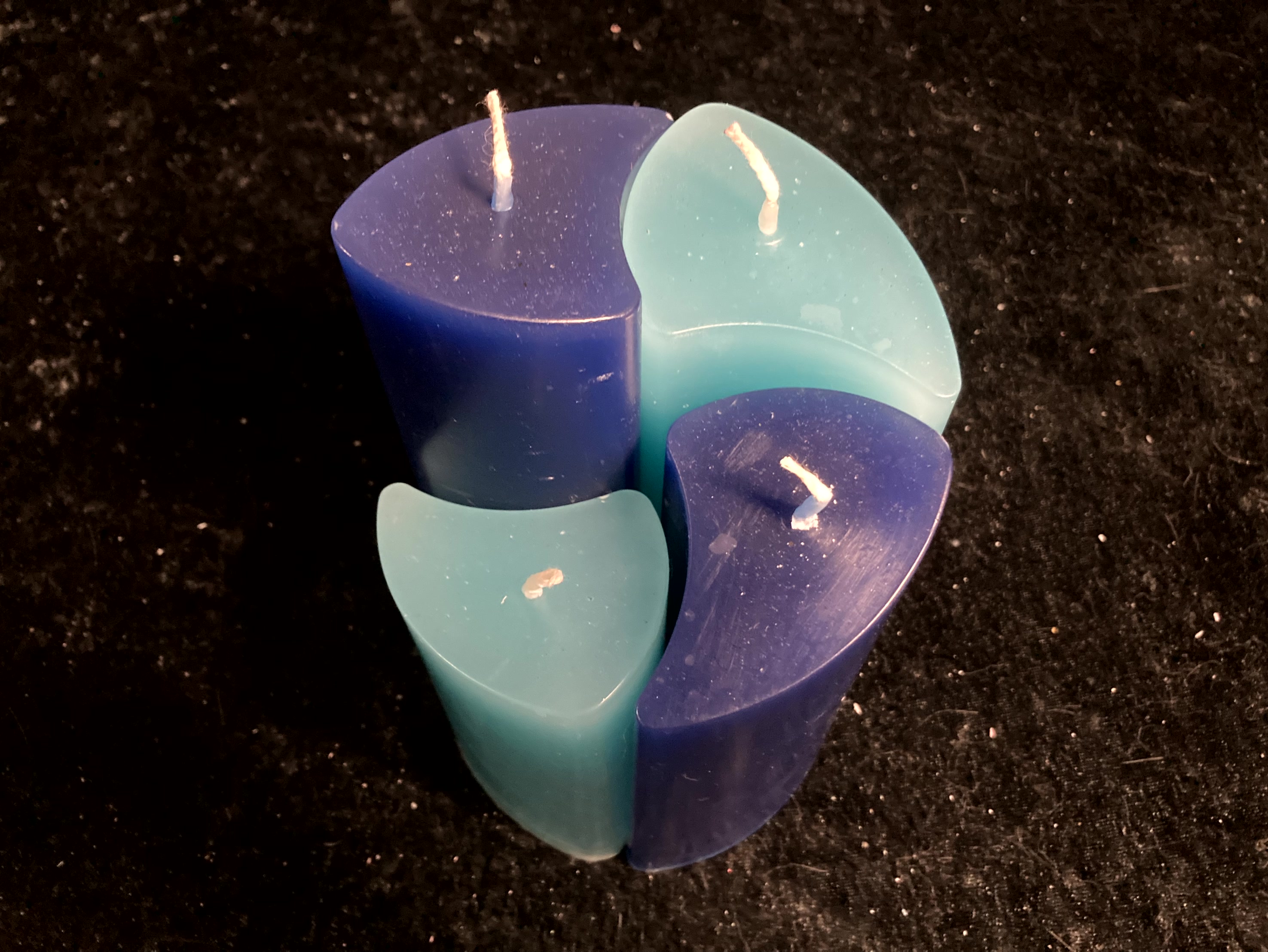 Kerzen-Arrangement rund 4er-Set zweifarbig