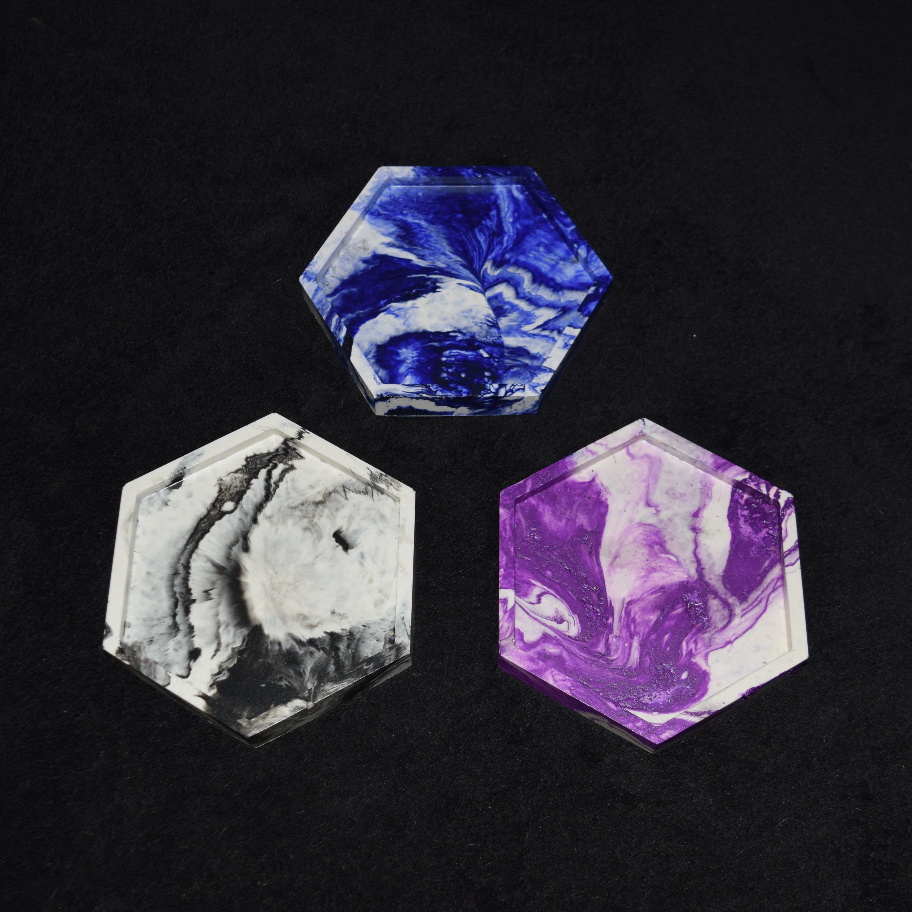 Kerzen-Untersetzer Hexagon marmoriert