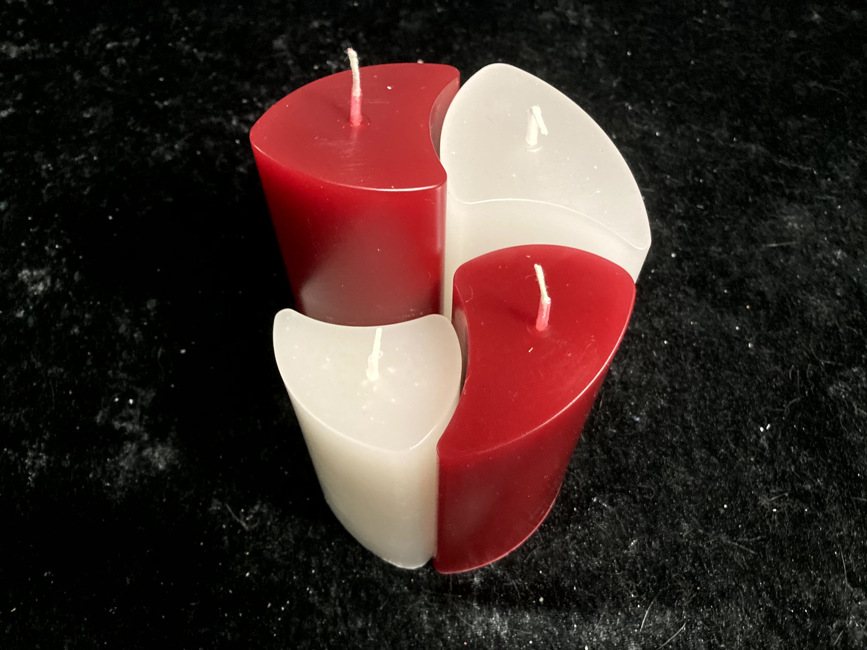 Kerzen-Arrangement rund 4er-Set zweifarbig