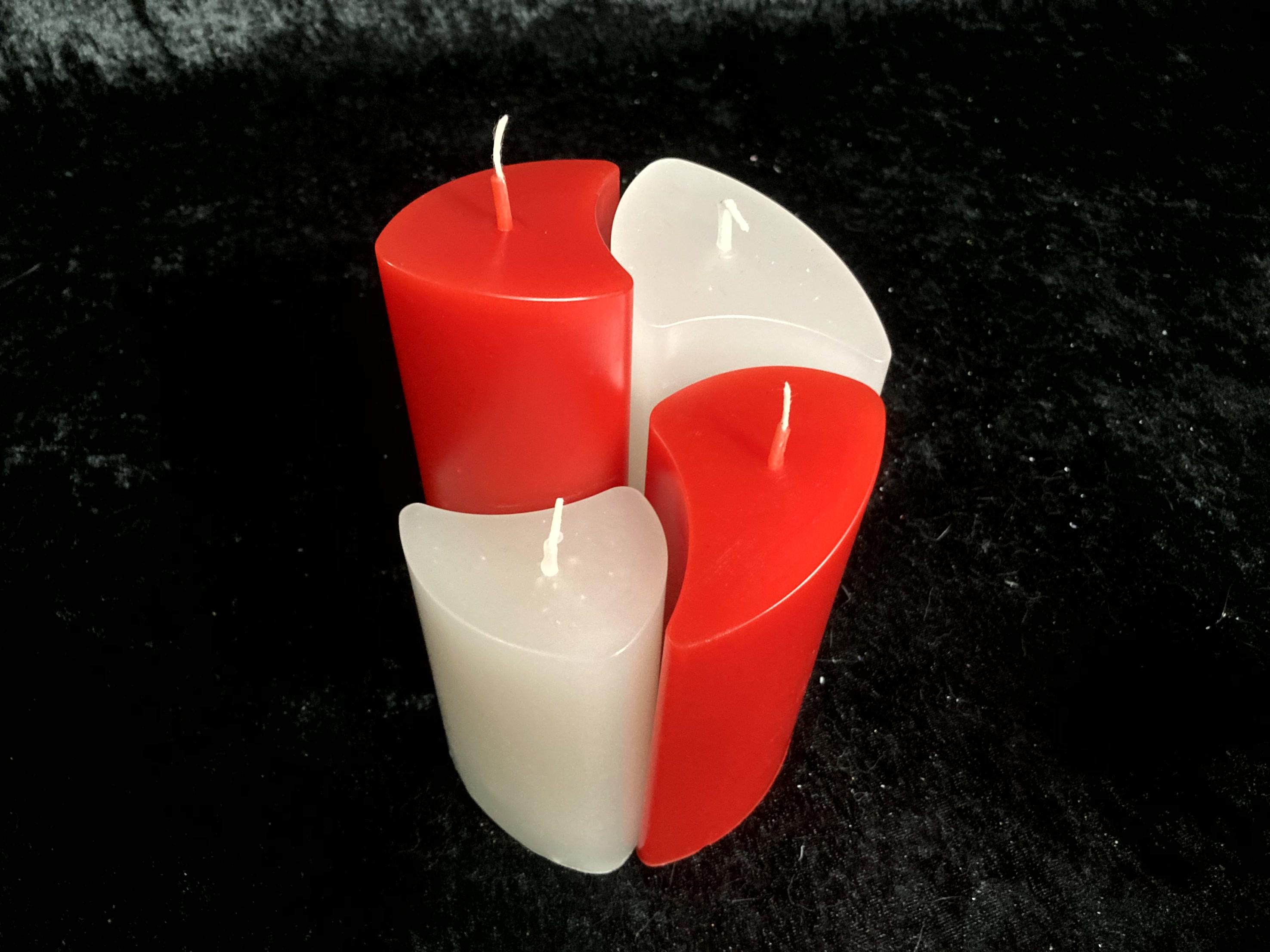 Kerzen-Arrangement rund 4er-Set zweifarbig