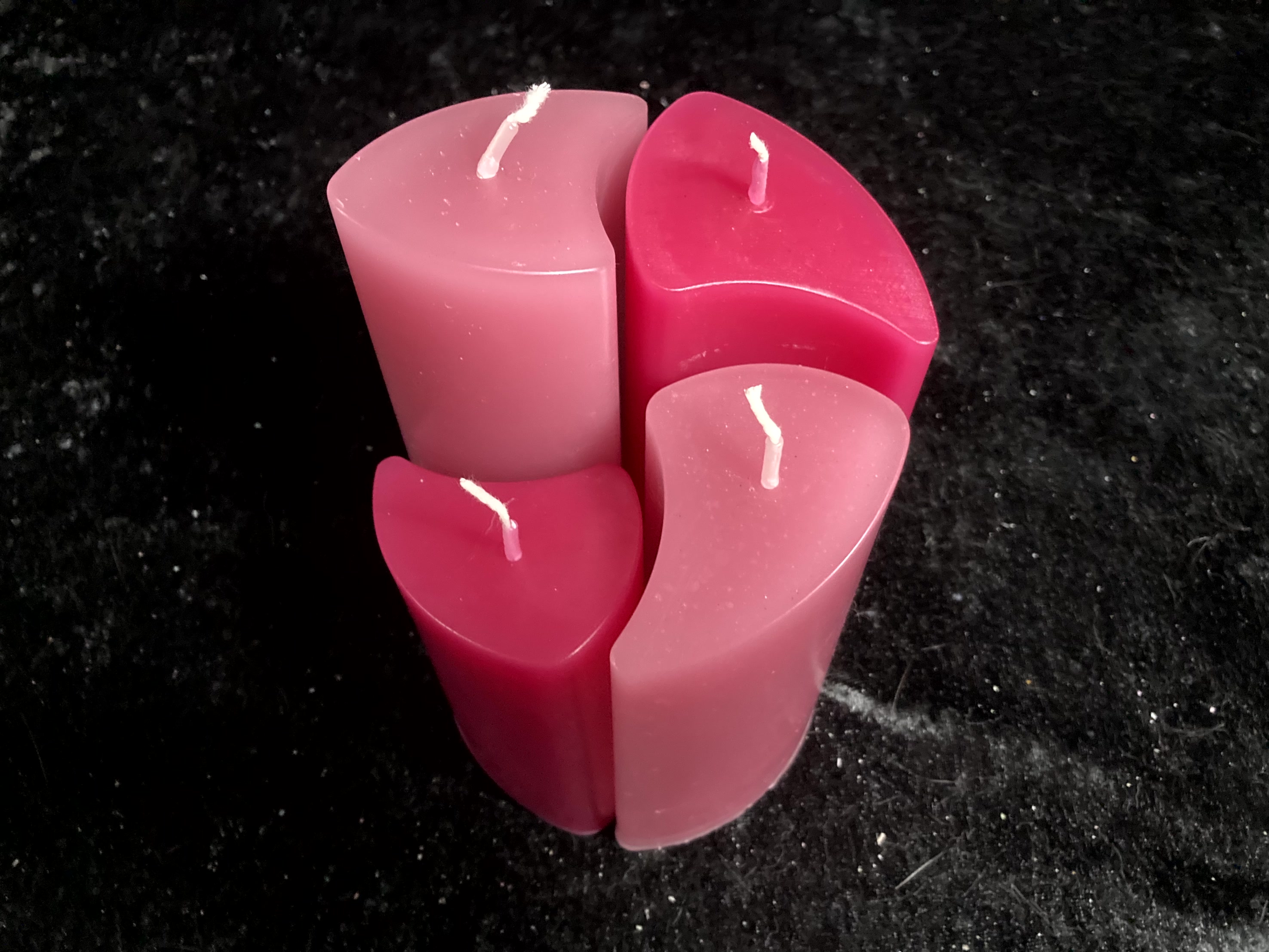 Kerzen-Arrangement rund 4er-Set zweifarbig