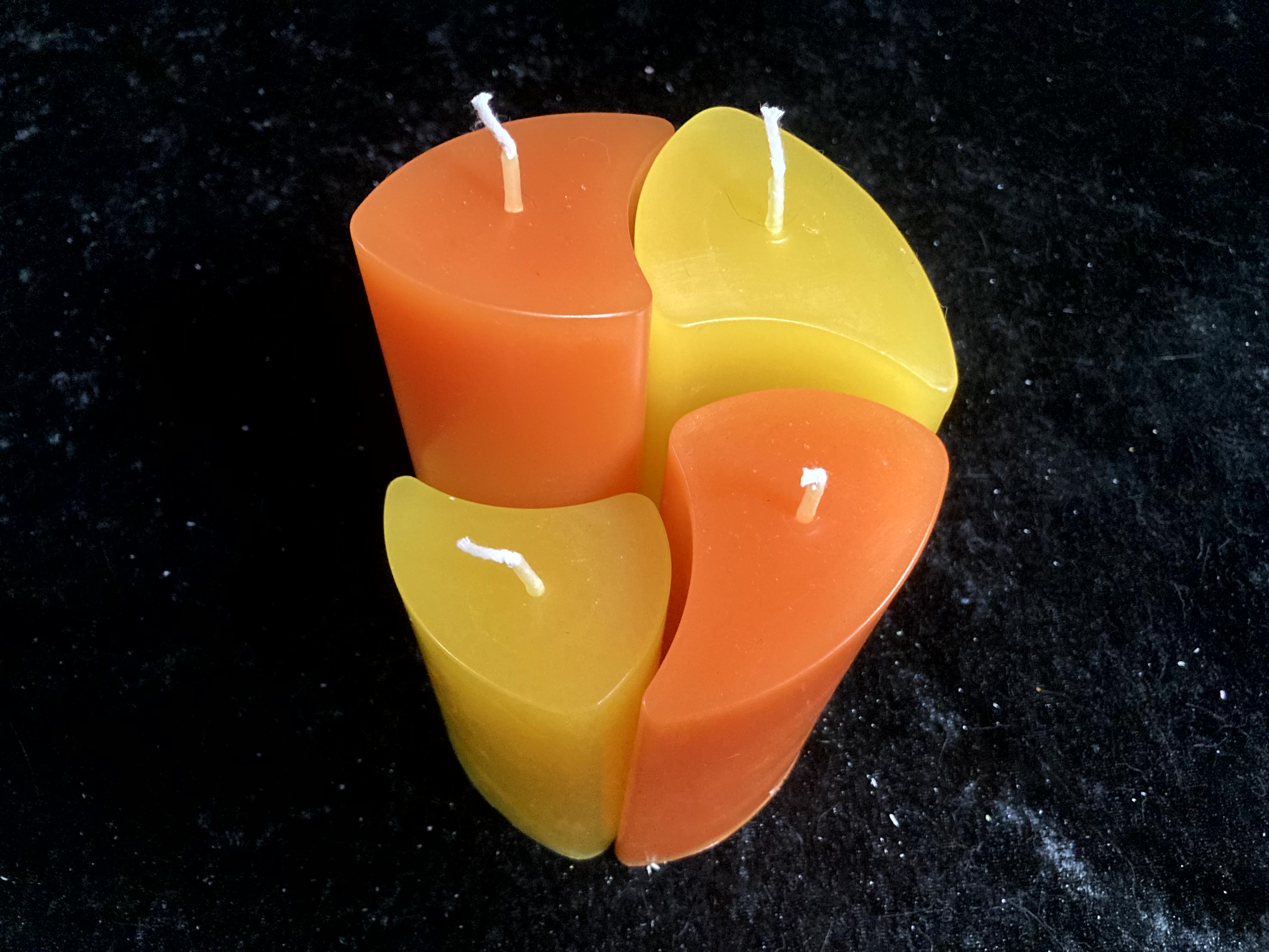 Kerzen-Arrangement rund 4er-Set zweifarbig