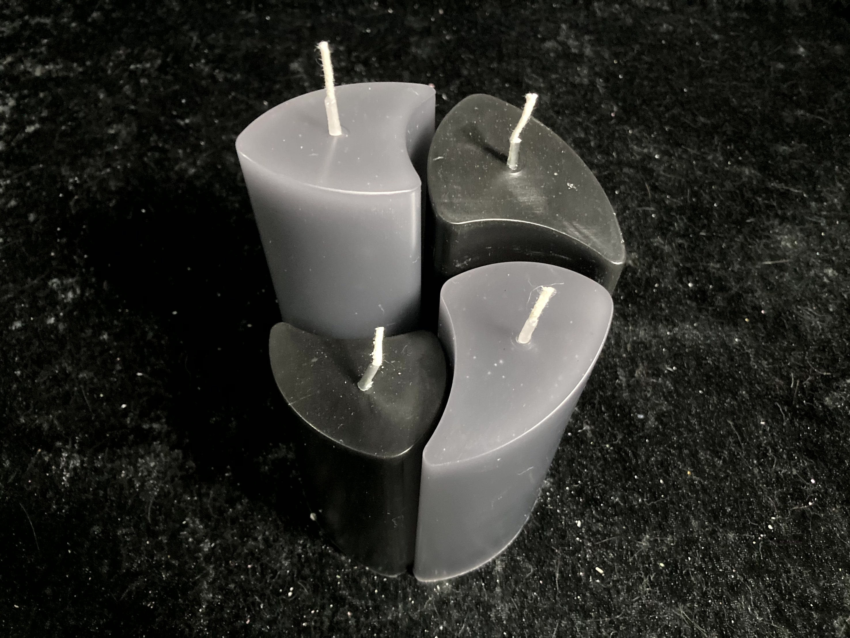 Kerzen-Arrangement rund 4er-Set zweifarbig